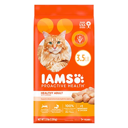 IAMS PROACTIVE HEALTH Adult Healthy Dry Cat Food with Chicken Cat Kibble, 3.5 lb. Bag