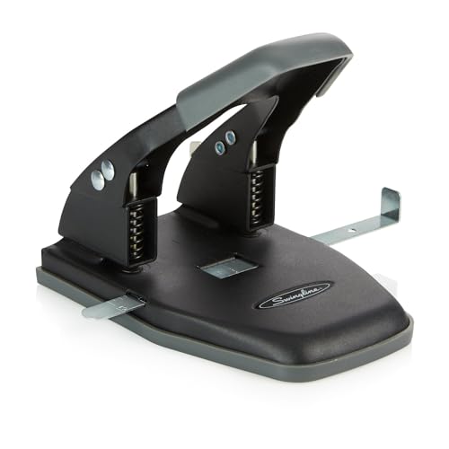 Swingline 2 Hole Punch, 28 Sheet Capacity Hole Puncher, Paper Punch, Low Effort Comfort Handle, Alignment Guide, Black (74050)