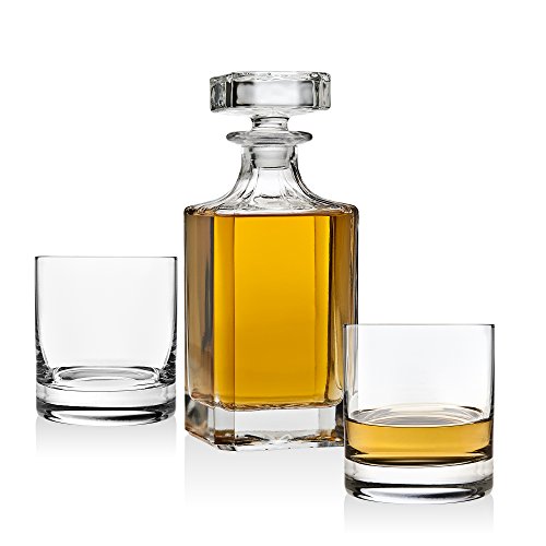 Lefonte Whiskey Decanter set for Liquor Scotch Bourbon or Wine, Includes 2 Old Fashioned Whisky Glasses