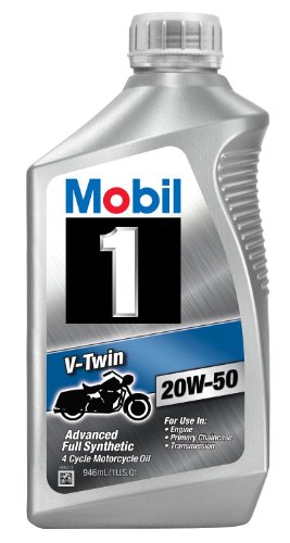 Mobil 1 96936 20W-50 V-Twin Synthetic Motocycle Motor Oil - 1 Quart (Pack of 6)