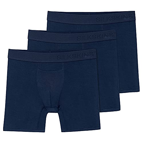 Terramar Men's 6' Silkskins Boxer Briefs, Navy, Large