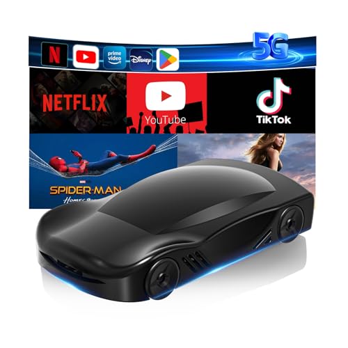 Wireless CarPlay Adapter for iOS Android,Support CarPlay&Android Auto 2-in-1 Box,Net-Flix/YouTube/Play Store,Mirror Link,5GHz WiFi Bluetooth,TF Card