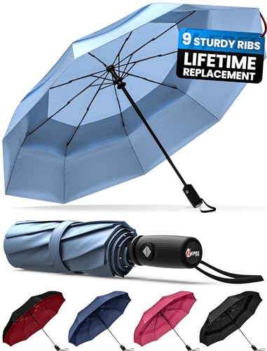Repel Umbrella Large Golf Umbrellas for Rain Windproof - Automatic Open & Close, Heavy Duty Reinforced Fiberglass Frame - Portable, Folding, Compact Umbrella for Travel - All-Weather Strong Umbrella