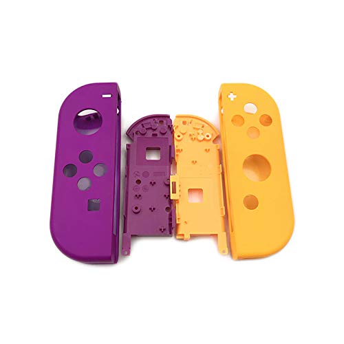 Full Housing Faceplate Handle Shells Case Cover with Battery Middle Frame Shell Plate for Nintendo Switch Controller Joy-Con Faceplate Neon Purple + Neon Orange
