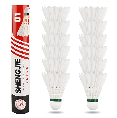 Philonext Goose Feather Badminton Shuttlecocks Birdies, 12 Pack Hight Speed Training Badminton Balls with Great Stability for Indoor Outdoor