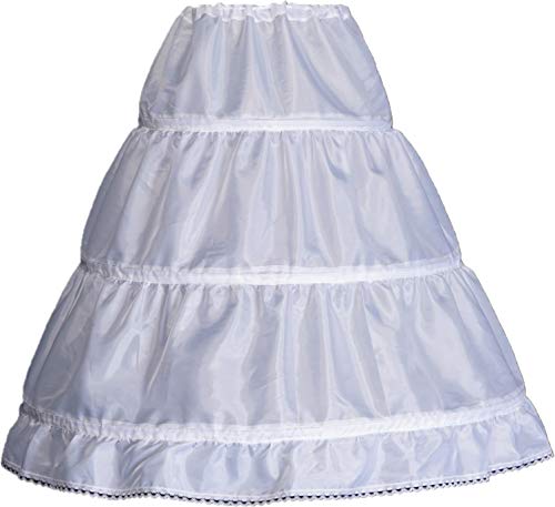 WMLWL Girls' 1 2 3 Hoops Petticoat Full Slips Flower Girls Crinoline Skirts Ball Gowns 1-12 Year Old, White, 6-7 Years