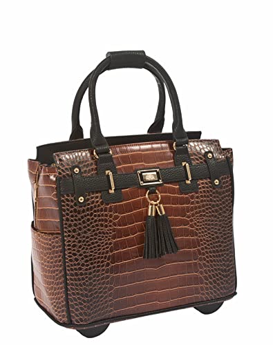 Chic Manhattan Alligator Rolling Laptop Bag for Women | Briefcase, Work Tote | Fits 13'-17' Laptops