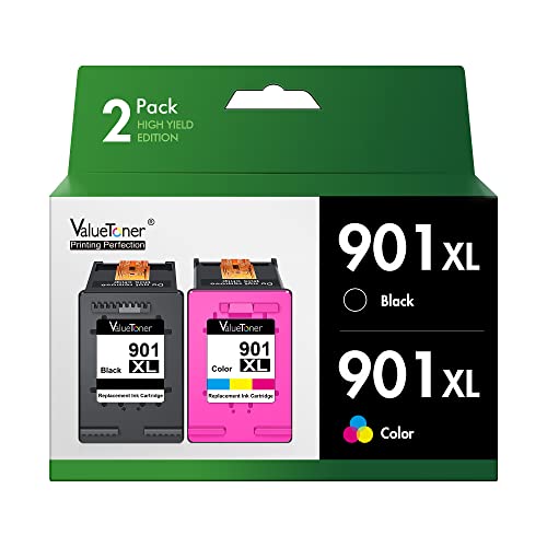 Valuetoner Remanufactured Ink Cartridge Replacement for HP 901 901XL 901 XL Compatible with Officejet 4500, J4524, J4540, J4550, J4580, J4624, J4680 Printer High Yield (1 Black, 1 Tri-Color, 2 Pack)
