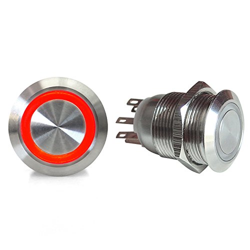 AutoLoc Power Accessories 502 19mm Momentary Billet Button with Red LED Ring