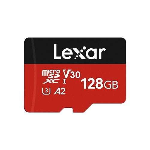 Lexar E-Series Plus 128GB Micro SD Card, microSDXC UHS-I Flash Memory Card with Adapter, 160MB/s, C10, U3, A2, V30, Full HD, 4K UHD, High Speed TF Card for Phones, Tablets, Drones, Dash Cam
