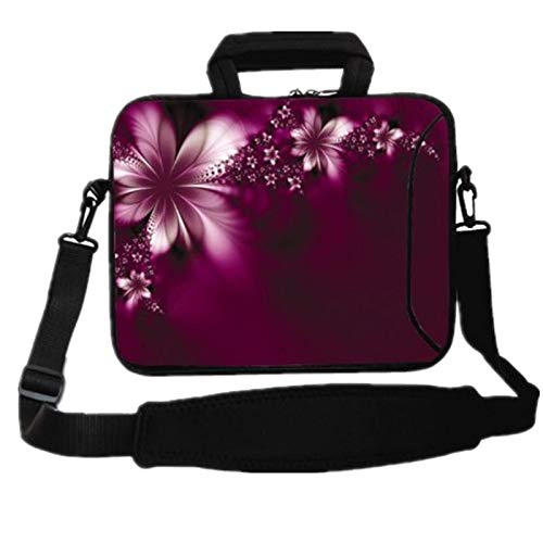 RICHEN 14 15 15.4 15.6 inch Messenger Bag Carrying Case with Handle Accessory Pocket Fits 14 to 15-Inch Laptops/Notebook/Kids Tablet (14-15.6 inch, Flowers)