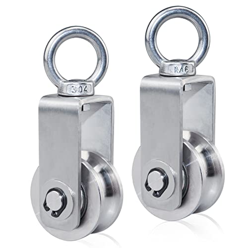 Cable Pulley Wheel Stainless Steel Swivel Pulley Block Silence Rotation Traction Wheel for Pulley System Lifting Gym Equipment Clothesline (2 Pack)