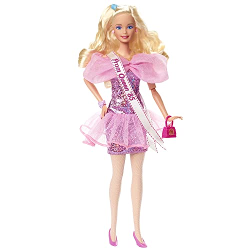 Barbie Rewind Doll & Accessories with Curly Blonde Hair & 1980s-inspired Prom Queen Outfit, Collectible & Displayable