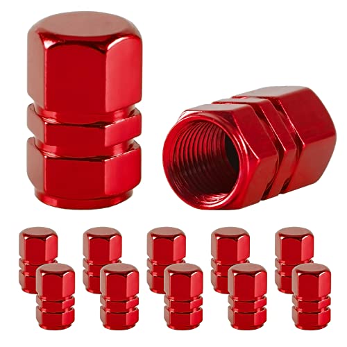JUSTTOP Car Tire Valve Stem Caps, 12pcs Air Caps Cover, Universal for Cars, SUVs, Bike, Trucks and Motorcycles-Red
