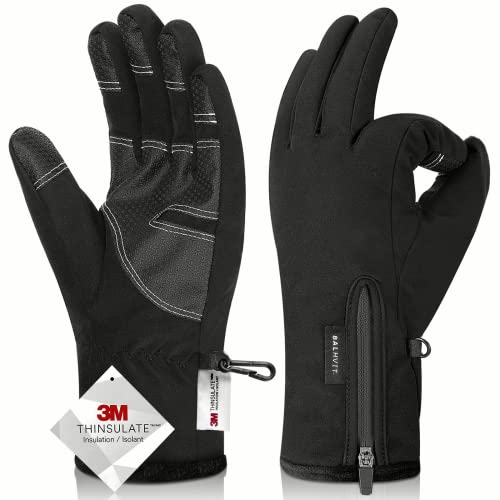 Balhvit -10℉ Waterproof Winter Gloves for Men & Women, Breathable Ski Snow Gloves, 5-Layer Touch Screen Cold Weather Gloves (L, Black)