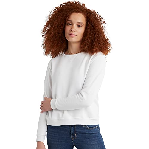 Hanes Women's EcoSmart Crewneck Sweatshirt, White, Large