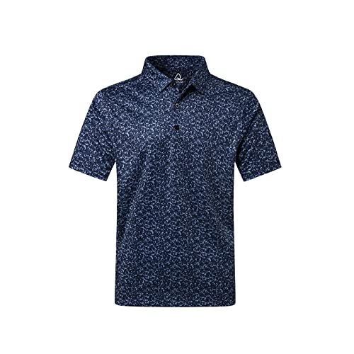 DEOLAX Mens Polo Shirts Performance Moisture Wicking Dry Fit Mens Golf Shirt Funny Design Print Golf Polo Shirts Short Sleeve Lightweight Mens Dress Polo Soft Breathable Golf Polo Shirts for Men