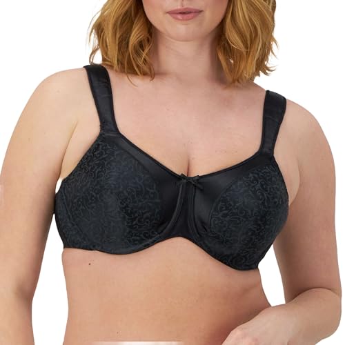 Bali Women's Satin Tracings Minimizer Underwire Bra, Black, 38DDD