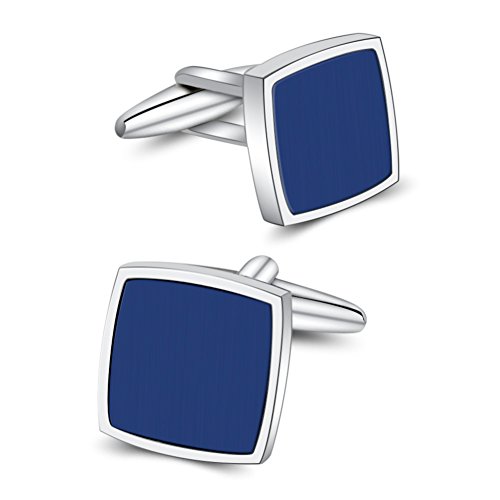 Mr.Van Blue Opal Cufflinks Platinum Plated Cuff Links Set Gemstone Reiki jewelry