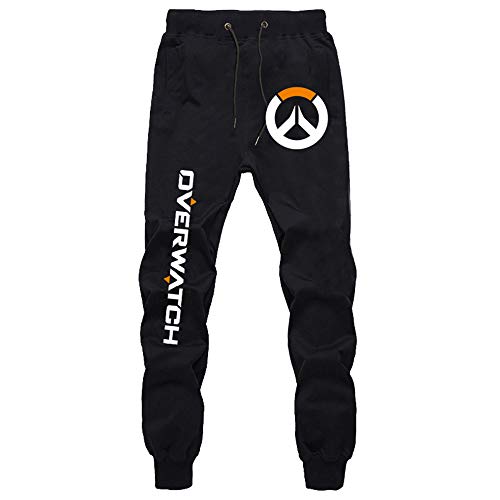 Overwatch Game Around Youth Feet Pants Jogger Sweatpants Sport Casual Cloth (L, Black)