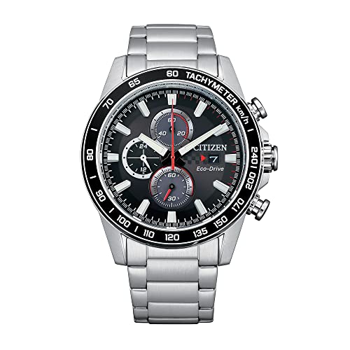 Citizen Men's Eco-Drive Weekender Brycen Chronograph Watch in Stainless Steel, Black Dial (Model: CA0780-52E)