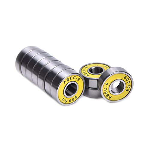 10 Pcs ABEC-9 608RS Skateboard Bearing Skating Longboard Skate Stainless Wheel Bearings 8x22x7mm (Yellow)