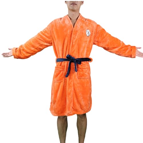 Anime Robes Dragon Z Men's Bathrobe Pajamas Soft Plush Long Bathrobe Cosplay Medium