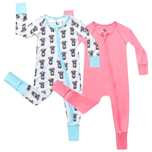 Cozi Baby 2-Pack Bamboo Viscose Baby Pajamas 0-24 Months - Bamboo Viscose Sleepers with Mitten and Feet Cuffs - Baby Sleeper