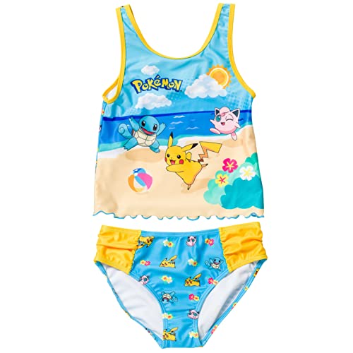 Pokemon Pikachu Squirtle Jigglypuff Little Girls Tankini Top and Bikini Bottom Swim Set Blue 7-8