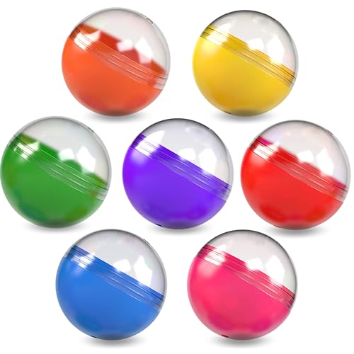 Entervending Empty Clear-Colored Round Capsules 2 inch 50 pcs Bulk 7 Colors Capsule for Toy Gumball Machines Plastic Containers Surprise for Kids Party Favor Prize