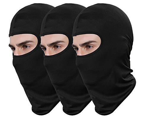 Pack of 3 Black Ski Mask Bandana Face Hat for Outdoor Airsoft Motorcycle Hood Helmet (Black)