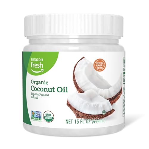 Amazon Fresh, Organic Refined Coconut Oil, 15 Fl Oz (Previously Happy Belly, Packaging May Vary)