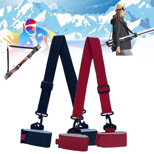 2PCS Skimate Ski Straps, Adjustable Snowboard Shoulder Strap, Ski Carrier Strap, Snowboard Binding Straps (B-Plus)