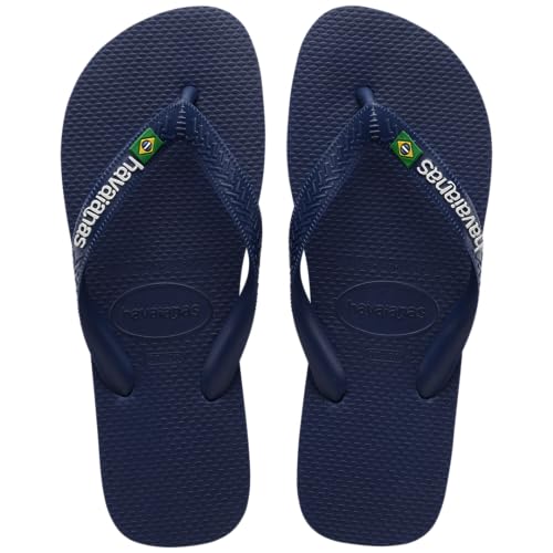 Havaianas Men's Brazil Logo Flip Flop Sandal, Navy Blue, 9-10