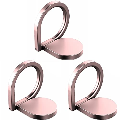 3 Package Phone Ring Stand Holder,iEugen Universal Thin Finger Loop Grip Stand Holder,Compatible with Magnetic car Mount,360 Rotation Phone Ring Grip for Phone case Tablet Smartphone Phone-Rosegold