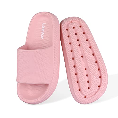 Leevar Pink Cloud Slippers for Women and Men Massage Shower Bathroom Non-Slip Open Toe Cloud Slide Soft Comfy Thick Sole Cloud Cushion Slide Sandals