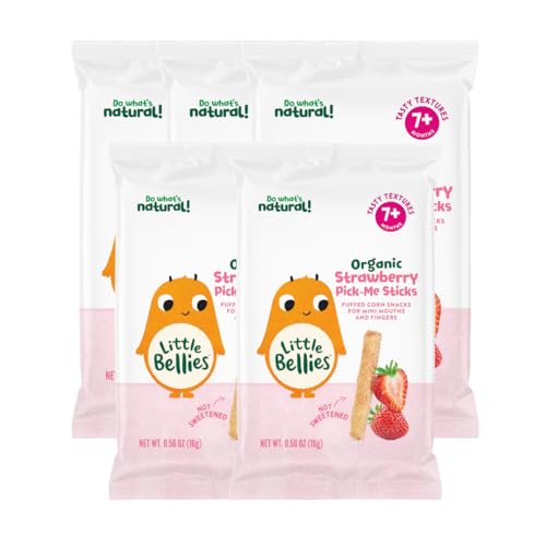 Little Bellies Organic Strawberry Pick-Me Sticks, Baby Snack, (Pack of 5)