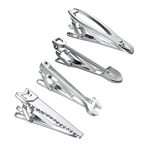 RunootPR Silver Tie Clips for Men Unique Tools Skinny Ties Bar Clip Jewelry Gift