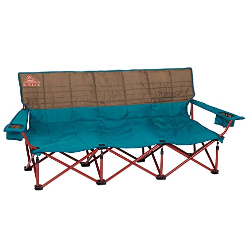 Kelty Lowdown Couch - 3 Person Capacity Camping Chair, Extra Large and Sturdy Bench for Campsites, Soccer Games, and Backyard Parties, with Cup Holders|Arm Rest, Polyester, Deep Lake/Fallen Rock