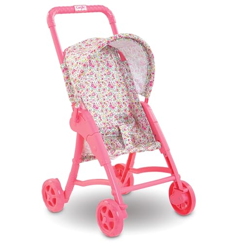 Corolle Baby Doll Stroller with Folding Canopy - Mon Premier Poupon Accessory Fits 12' Dolls, Pink/Floral Pattern, for Kids Ages 18 Months and up