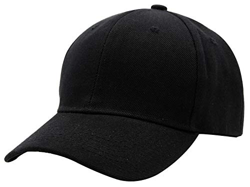 Baseball Cap Men Women - Adjustable Plain Sports Fashion Quality Hat, BLK
