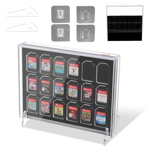 Desing Wish Acrylic Frame Switch Game Case Compatible with Nintendo Switch Games Cards Switch Card Holder Case with 18 Card Slots