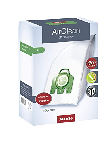 Miele Original AirClean 3D U Vacuum Cleaner Bags, Pack of 4