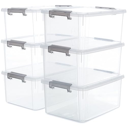 Citylife 6 Packs 17 QT Plastic Storage Bins with Lids Large Stackable Storage Containers for Organizing Clear Storage Box for Garage, Closet, Kitchen