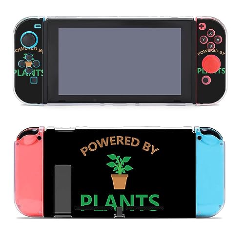 Powered by Plants Printed Protective Case Cover Compatible with Switch Game Console Controller with Holder Stand