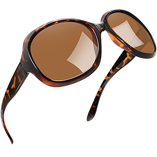 Joopin Oversized Big Womens Sunglasses Polarized, UV Protective Large Tortoise Sunglasses for Women, Leopard Brown Sun Glasses Sunnies