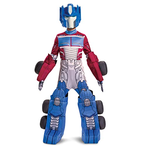 Disguise Optimus Prime Costume, Official Converting Transformer Costumes for Boys, Convertible Character Suit, Kids Size Small (4-6), Blue & Red