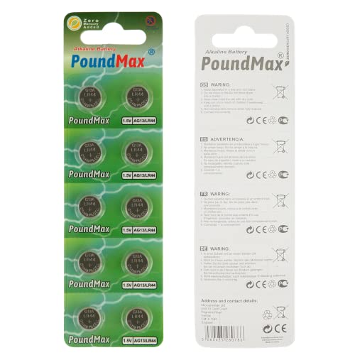 PoundMax 10 x AG13 LR44 1.5 V Alkaline Button Cell Battery