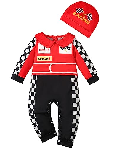 Happidoo Baby Boy Outfit Clothes Race Car Driver Romper (Red-Long,6-12 Months)