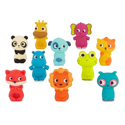 B. toys B. – 10 Finger Puppets – Animal Finger Puppets – Fox, Panda, Hippo, Giraffe, Dog – Lion, Cat, Frog, Elephant, Owl – 10 Months + – Pinky Pals Crew
